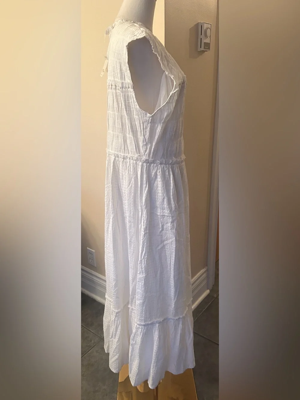 FREE PEOPLE Desert Dazed Dress /White Button-Front Maxi Dress size extra large - Picture 13 of 15